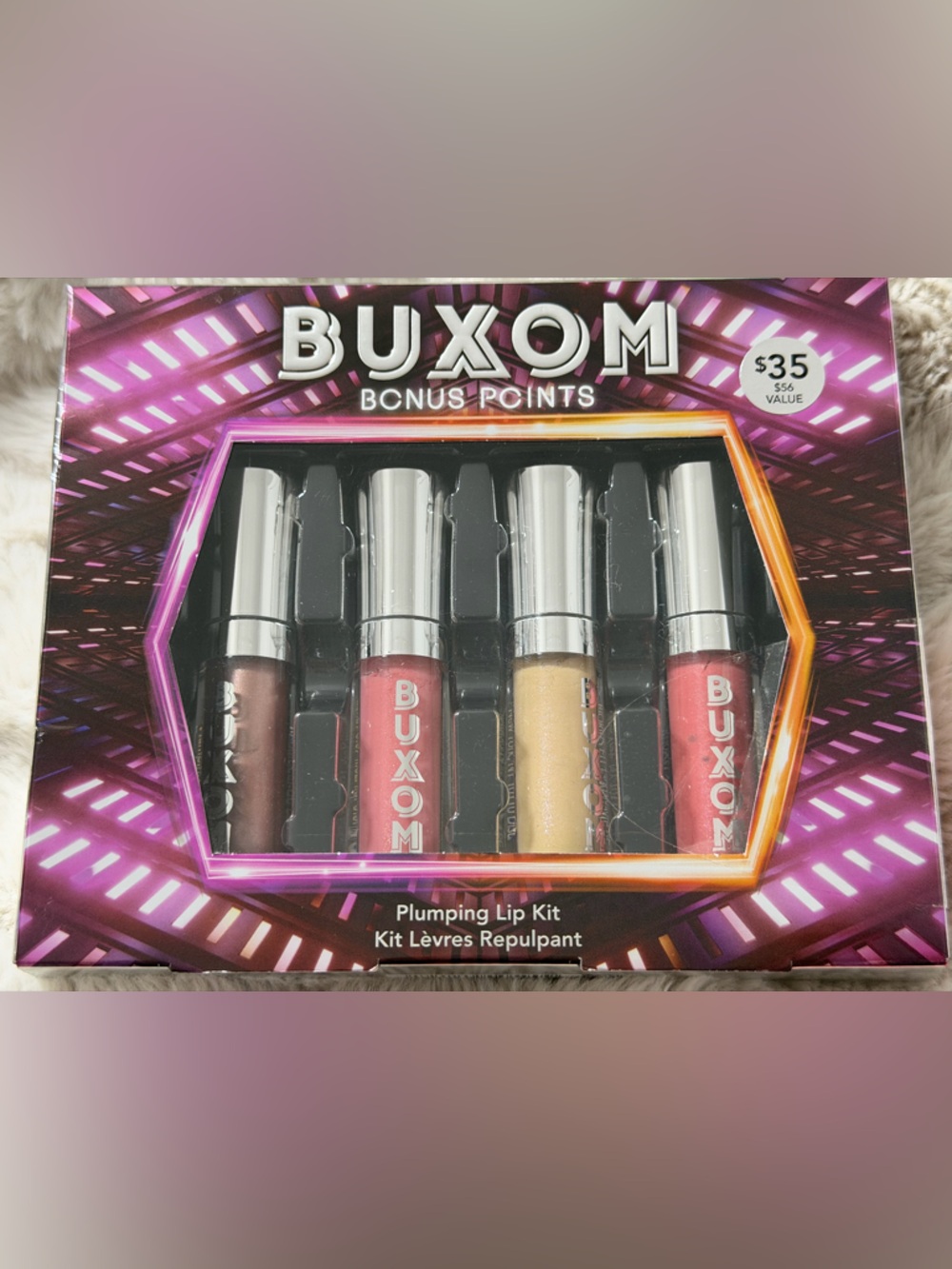 Buxom Bonus Points Plumping Lip Polish Kit 4pc Sugar Kristen Charlie Jessica NIB